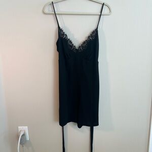 Black Lace Trim Slip Dress